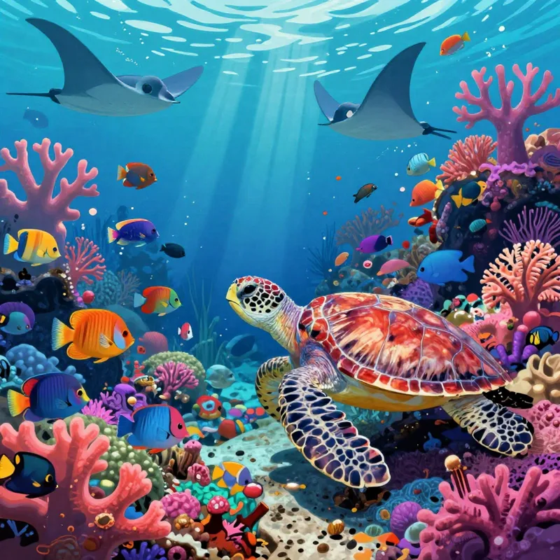 Ilustración de un arrecife en Mosaico